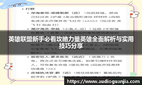英雄联盟新手必看攻略力量英雄全面解析与实用技巧分享